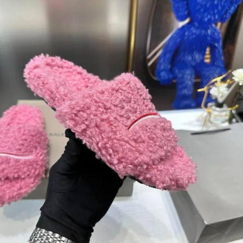 2025 Men Women Slippers Ladies Winter Fur Fluffy Furry Warm Letters Sandals Comfortable Fuzzy Girl Flip Flop Slipper