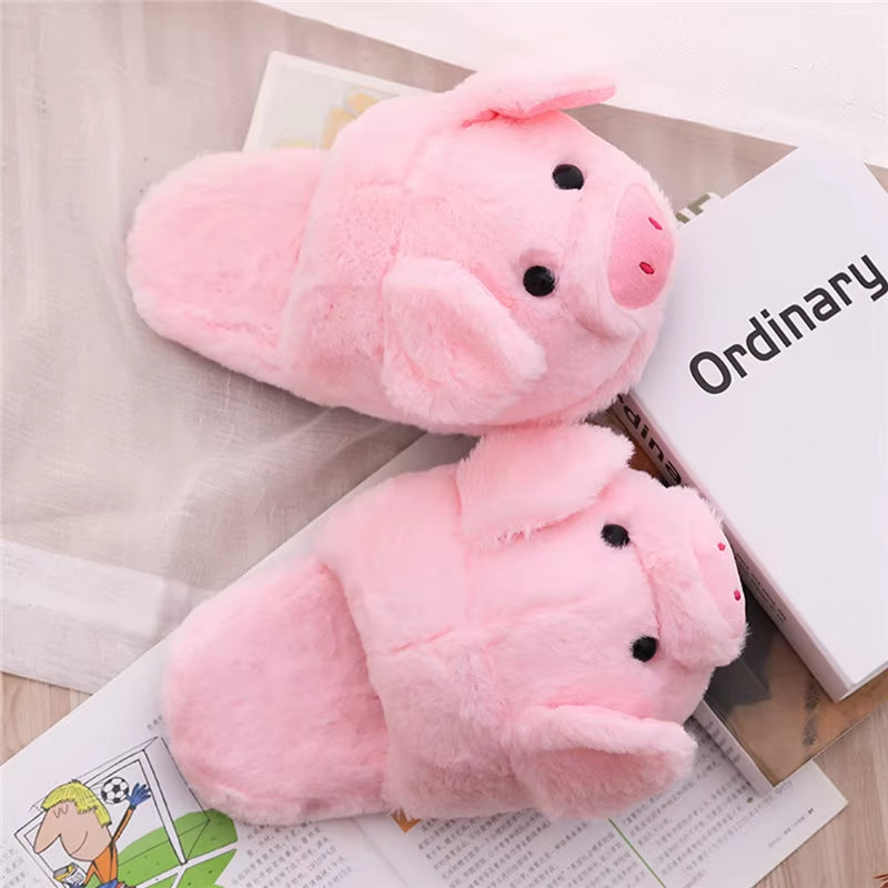 Winter Women Warm Indoor Slippers Ladies Fashion Cute Pink Pig Shoes Women'S Soft Short Furry Plush Home Floor Slipper SH467