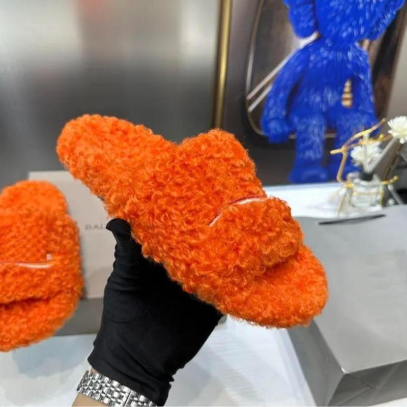 2025 Men Women Slippers Ladies Winter Fur Fluffy Furry Warm Letters Sandals Comfortable Fuzzy Girl Flip Flop Slipper