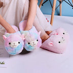 Winter Women Warm Indoor Slippers Ladies Fashion Cute Pink Pig Shoes Women'S Soft Short Furry Plush Home Floor Slipper SH467