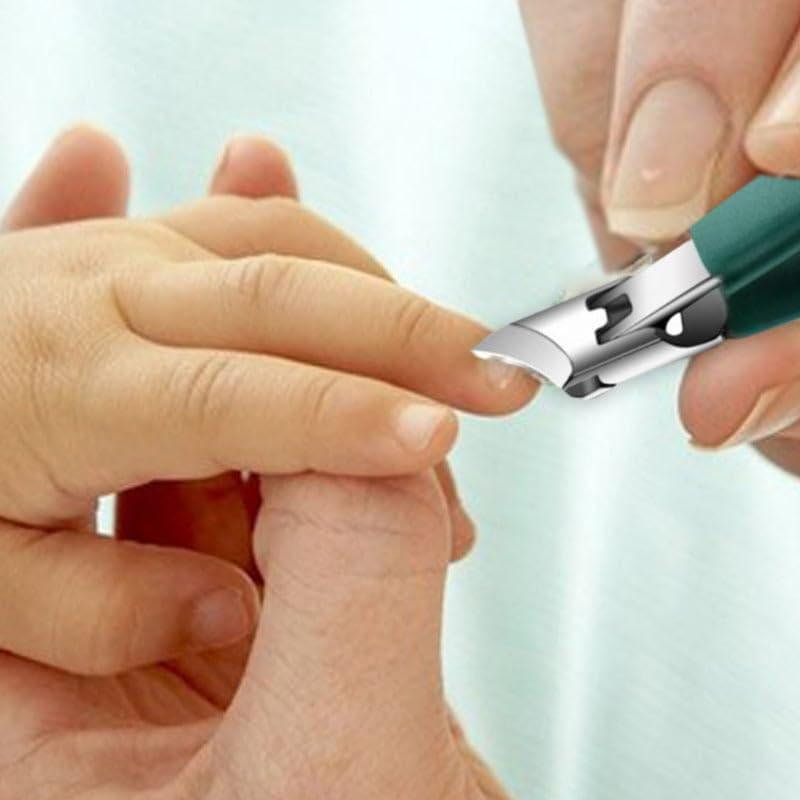 Eagle Beak Beveled Nail Clippers, 3Pcs Wide Jaw Opening Anti-Splash Slanted Nail Clipper, Long Handle Wide Jaw Opening Anti-Splash Slanted Edge Nail Clipper for Thick Nails,Seniors&Ingrown Care(Green)